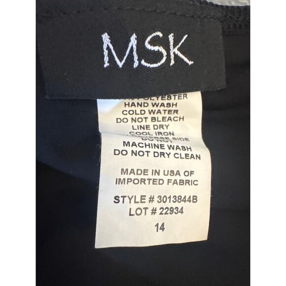 MSK Black Embellished Sheer Sleeve Dress Women’s Size 14 Knee Length Cocktail - Picture 7 of 9